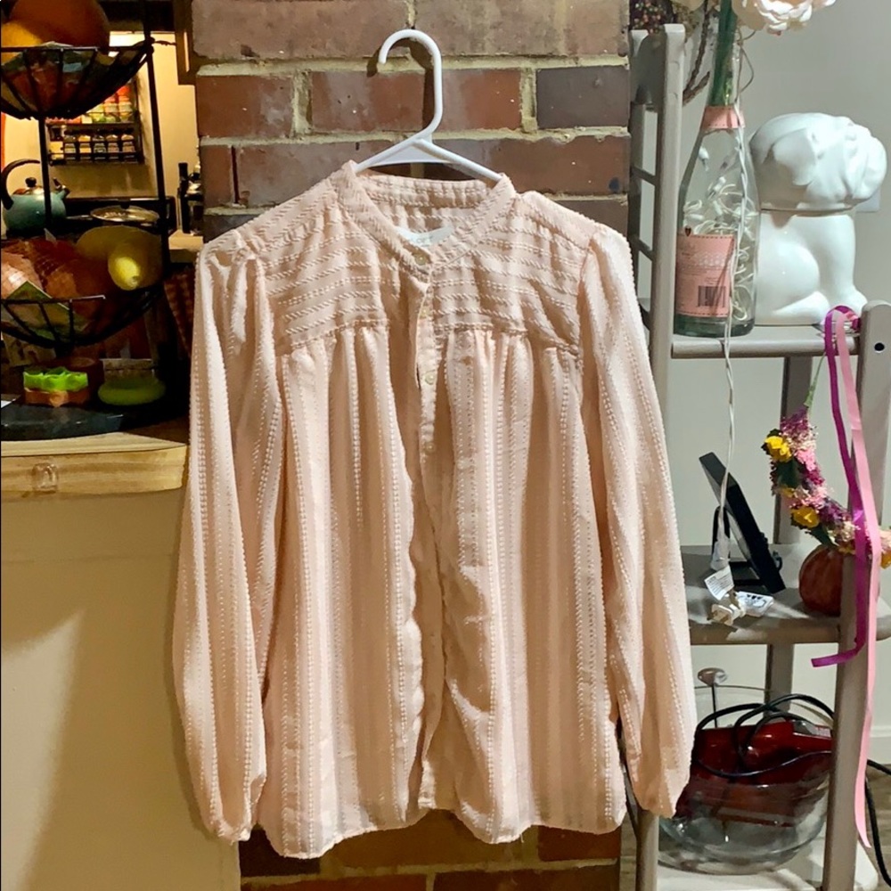 Loft | Blush Sheer Long Sleeve Top